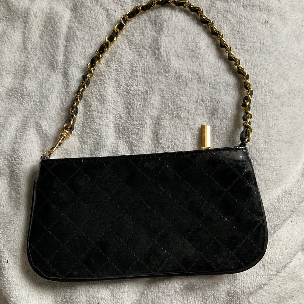 Black Patent Leather Wristlet